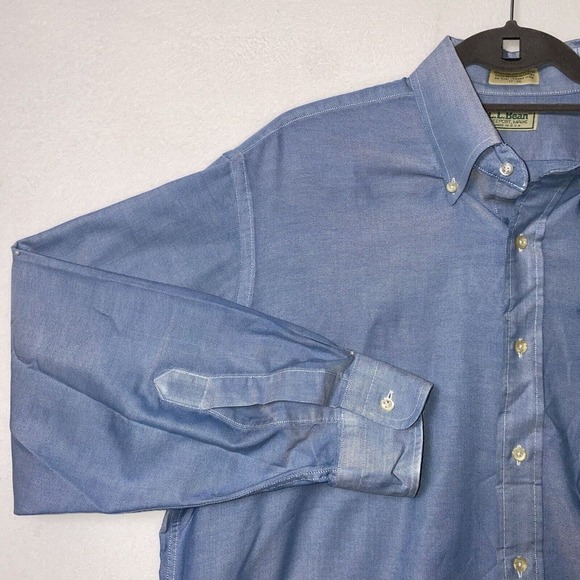 Vintage American LL Bean Men 17-35 Single Needle Tailoring Blue Button Down - Picture 2 of 14